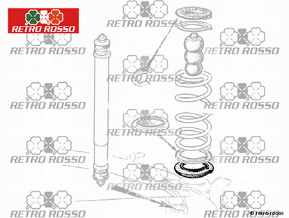 Support caoutchouc ressorts arriere bas Alfetta + 75