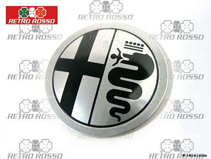 Emblème pour jante Alfa Romeo argent 48mm