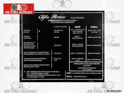 Autocollant lubrifiants recommandés 105