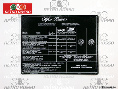 Autocollant lubrifiants recommandés Spider 115