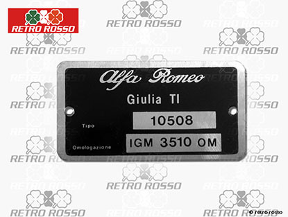 Plaquette Alfa Romeo 105.08 Giulia TI 1600