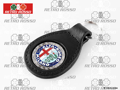 Porte-clé Alfa Romeo cuir avec Logo en émail