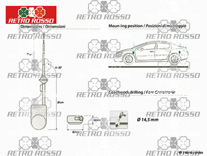 Antenne électrique noire universelle Alfa / Ferrari 