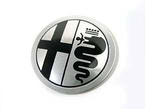 Emblème pour jante Alfa Romeo argent 48mm