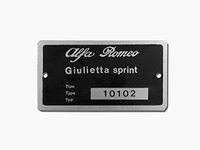 Plaquette Alfa Romeo 101.02 Giulietta Sprint 1300