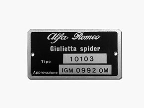 Plaquette Alfa Romeo 101.03 Giulietta Spider