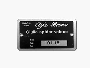 Plaquette Alfa Romeo 101.18 Giulia Spider Veloce