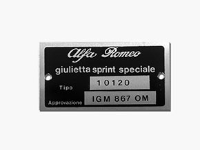 Plaquette Alfa Romeo 101.20 Giulietta Sprint Speciale