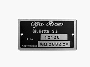Plaquette Alfa Romeo 101.26 Giulietta SZ