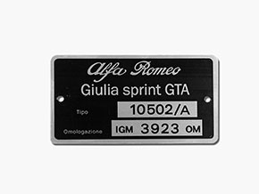 Plaquette Alfa Romeo 105.02 / A Giulia Sprint GTA 1600