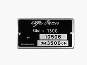 Plaquette Alfa Romeo 105.06 Giulia 1300