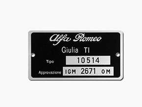 Plaquette Alfa Romeo 105.14 Giulia TI 1600